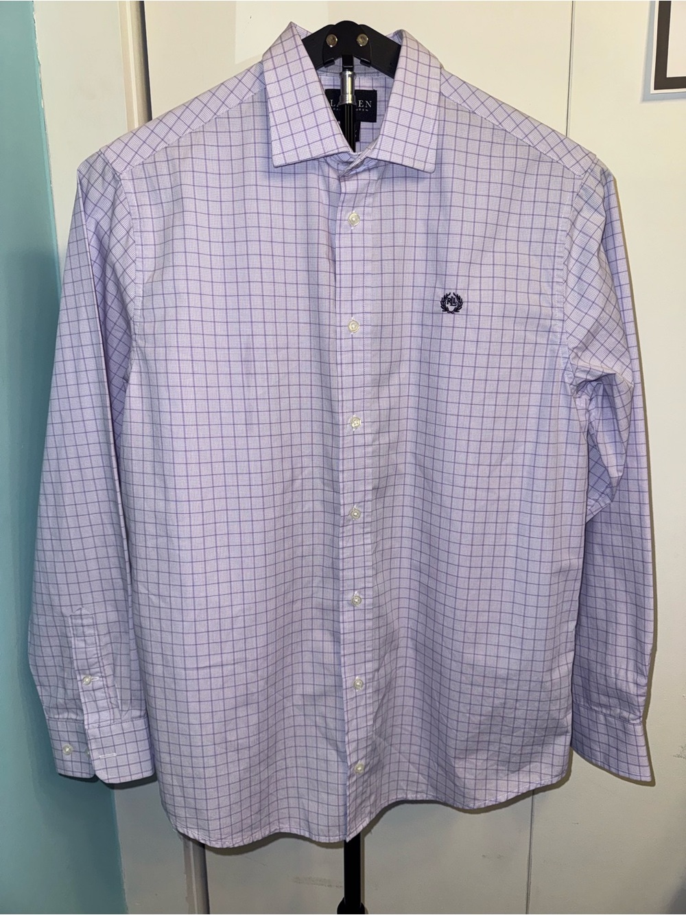 Ralph Lauren Men’s Size 20 Lavender Plaid Check Button Down Dress Shirt